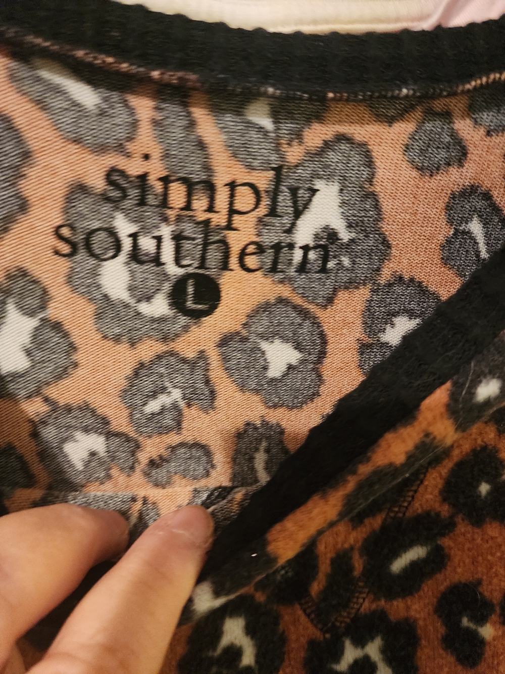 Simply Southern Leopard Print Crewneck Sweater - Rust, Black, White - Picture 2 of 2